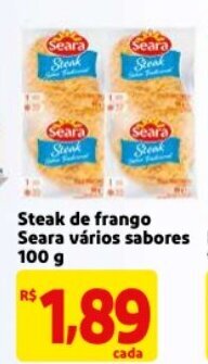 Mercado Extra Steak de frango Seara varios sabores 100g oferta