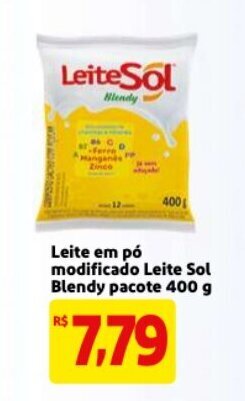 Mercado Extra Leite em po modificado Leite Sol Blendy pacote 400g oferta