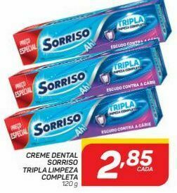 GBarbosa Creme dental sorriso tripla limpeza completa oferta