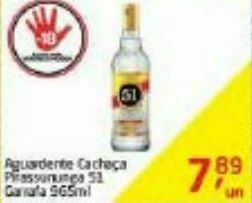 Aguardente cachaça pirassununga 51 965ml