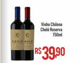 Mart Minas Vinho chileno cholé reserva 750ml oferta