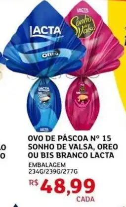 Assaí Atacadista Ovo de páscoa n° 15 sonho de valsa, oreo ou bis branco lacta oferta