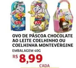 Assaí Atacadista Ovo de páscoa chocolate ao leite coelhinho ou coelhinha montevergine embalagem oferta