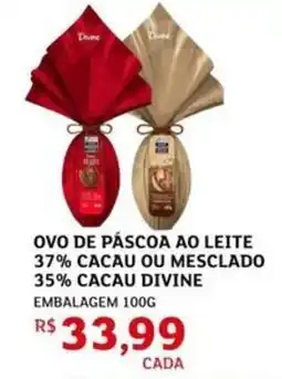 Assaí Atacadista Ovo de páscoa ao leite 37% cacau ou mesclado 35% cacau divine embalagem oferta