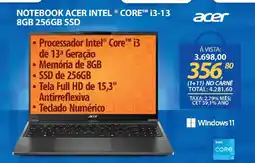 Lojas Cem Notebook acer intel® core™ i3-13 8gb 256gb ssd oferta