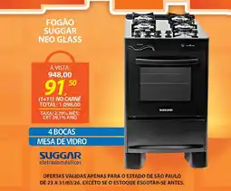 Lojas Cem Fogão suggar neo glass oferta