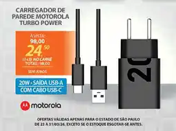 Lojas Cem Carregador de parede motorola turbo power oferta