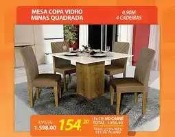 Lojas Cem Mesa copa vidro minas quadrada oferta
