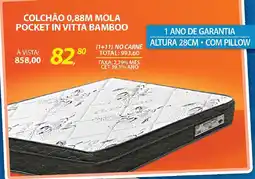 Lojas Cem Colchão 0,88m mola pocket in vitta bamboo oferta