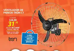 Lojas Cem Ventilador de parede tron c1 oferta