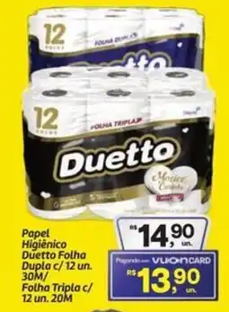 Fort Atacadista Papel Higiênico Duetto Folha Dupla c/12 un. 30M/ Folha Tripla c/ 12 un. 20M oferta