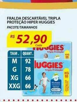 Assaí Atacadista Fralda Descartável Tripla Proteção Hiper Huggies oferta