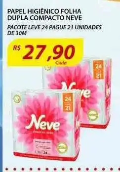 Assaí Atacadista Papel Higiênico Folha Dupla Compacto Neve Leve 24 Pague 21 oferta