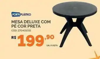 Forte Plástico Mesa Deluxe Com Pé Cor Preta