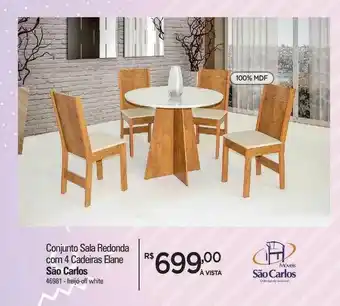 Zenir Conjunto Sala Redonda Com 4 Cadeiras Elane oferta
