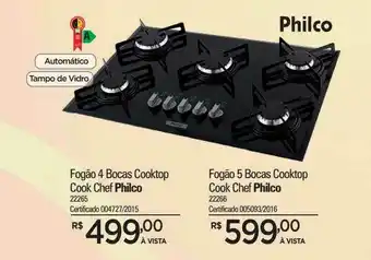 Zenir Fogão 4 Bocas Cooktop Cook Chef Philco Fogão 5 Bocas Cooktop Cook Chef Philco oferta