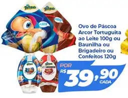 X Supermercados Ovo de Páscoa Arcor Tortuguita ao Leite ou Baunilha ou Brigadeiro ou Confeitos oferta