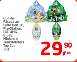Tenda Atacado Ovo de Páscoa ao Leite Ben 10, PlayStation, LOL OMG, Bluey, Minions e Transformers Top Cau oferta