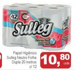 Mineirão Atacarejo Papel Higiênico Sulleg Neutro Folha Dupla 20 metros c/ 12 oferta