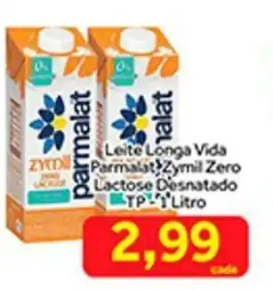 Shibata Supermercados Leite Longa Vida Parmalat Zymil Zero lactose desnatado tp 1L oferta
