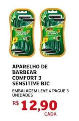 Assaí Atacadista Aparelho de barbear comfort 3 sensitive bic oferta