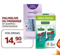 Lojas Rede Palmolive ou monange kit shampoo + condicionador oferta