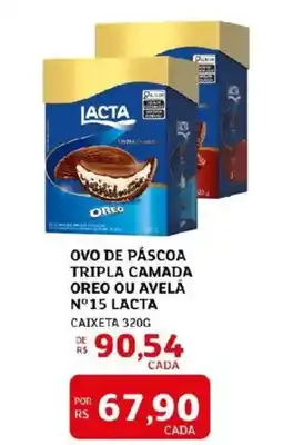 Assaí Atacadista Ovo de páscoa tripla camada oreo ou avela nº15 lacta caixeta oferta