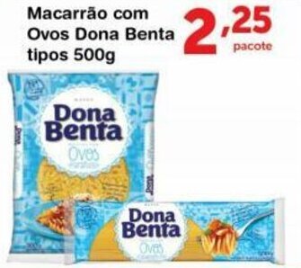 Roldão Macarrao com Ovos Dona Benta tipos 500g oferta