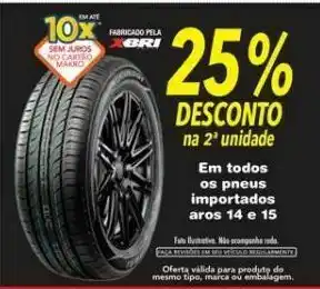 Em todos os pneus importados aros 14 e 15