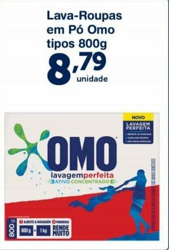Roldão Lava-roupas em po Omo tipos 800g oferta