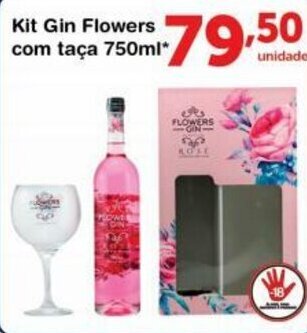 Roldão Kit Gin Flowers com taca 750ml oferta