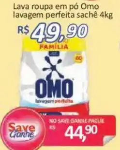 Supermercados Savegnago Lava roupa em pó Omo lavagem perfeita sachê oferta