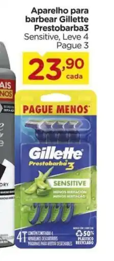 Carrefour Aparelho para barbear Gillette Prestobarba3 Sensitive, Leve 4 Pague 3 oferta