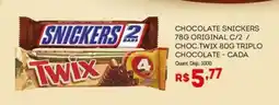 Bistek Supermercados Chocolate snickers original c/2/ choc.twix triplo chocolate oferta
