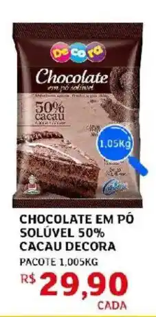 Assaí Atacadista Chocolate em pó solúvel 50% cacau decora pacote oferta