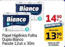 Tenda Atacado Papel Higiênico Folha Dupla Bianco Pacote 12un x 30m oferta
