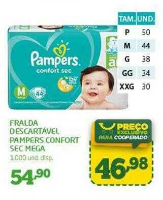 Cooper Fralda Descartável Pampers Confort Sec Mega oferta