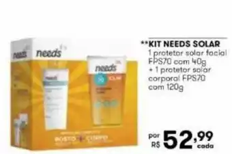 Kit Needs Solar 1 Protetor Solar Facial Fps70 + Protetor Solar Corporal Fps70