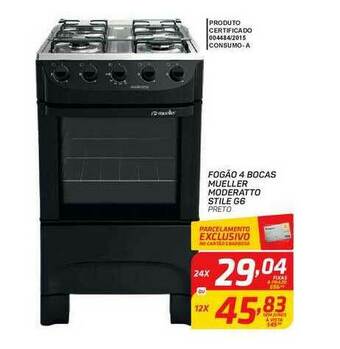 GBarbosa Fogão 4 Bocas Mueller Moderatto Stile G6 oferta