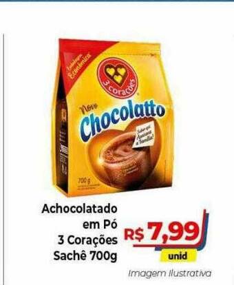 Hiper Moreira Achocolatado Em Pó 3 Corações oferta