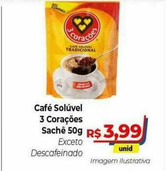Hiper Moreira Café Solúvel 3 Corações oferta