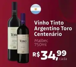 Supermercados Mateus Vinho Tinto Argentino Toro Centenário oferta