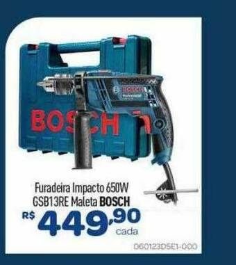 Comjol Furadeira Impacto 650w Gsb13re Maleta Bosch oferta