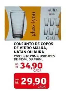 Assaí Atacadista Conjunto de copos de vidro malka, natan ou aura oferta
