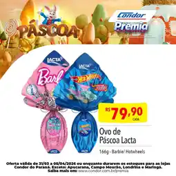 Supermercados Condor Ovo de Páscoa Lacta oferta
