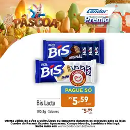 Supermercados Condor Bis Lacta Sabores oferta