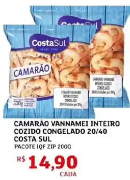 Assaí Atacadista Camarão vannamei inteiro cozido congelado 20/40 costa sul oferta