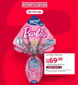 Lojas Americanas ovo barbie lacta oferta