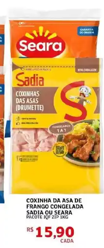 Assaí Atacadista Coxinha da asa de frango congelada sadia ou seara pacote iqf zip oferta