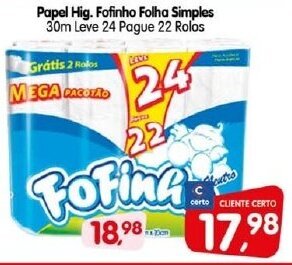 Papel hig. Fofinho Folha Simples
